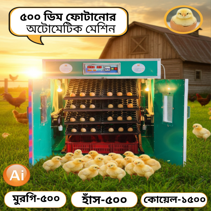 ৫০০ ডিম ধারণক্ষম স্মার্ট সেমি অটো ডিম ফোটানোর ইনকিউবেটর মেশিন – AC Auto Egg Incubator
