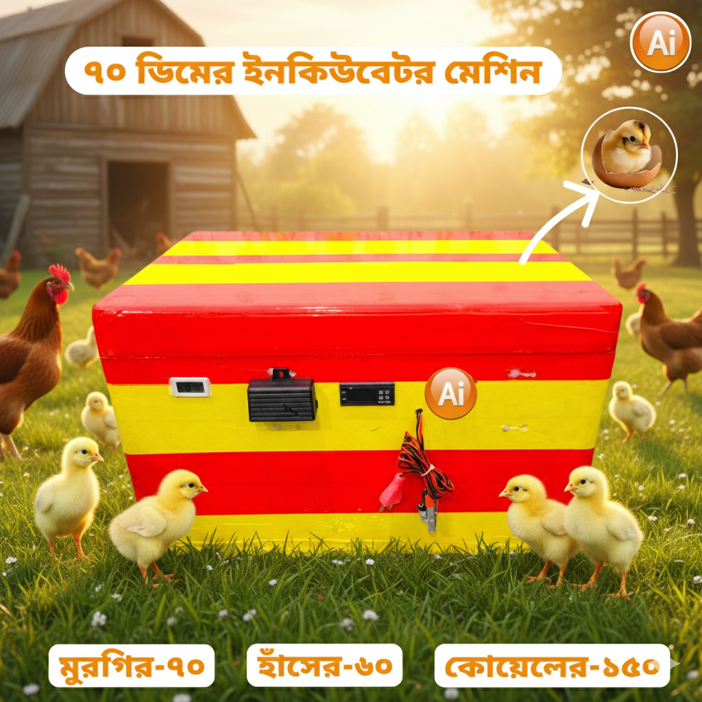 ৭০ ডিমের ইনকিউবেটর মেশিন – 70 Egg Hatching Incubator Machine